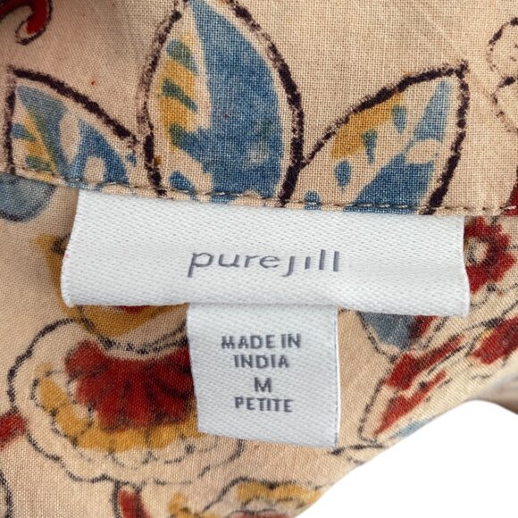 Pure Jill Womens Petite M Floral Print Boho Top 100% Organic Cotton Boxy Dolman - Picture 8 of 13